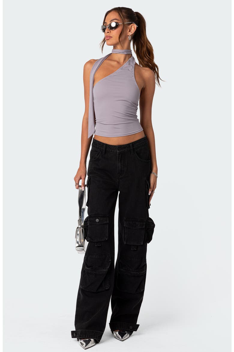 Melony Scarf Halter Top, Alternate, color, GRAY