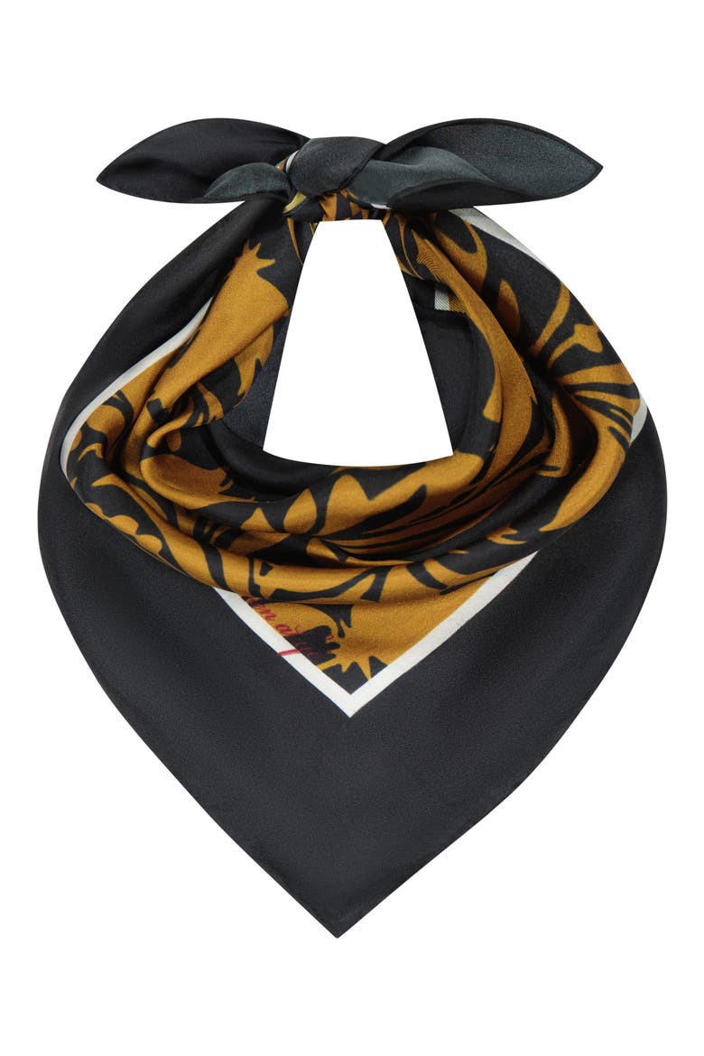 Golden Garden Silk Bandana, Alternate, color, BLACK
