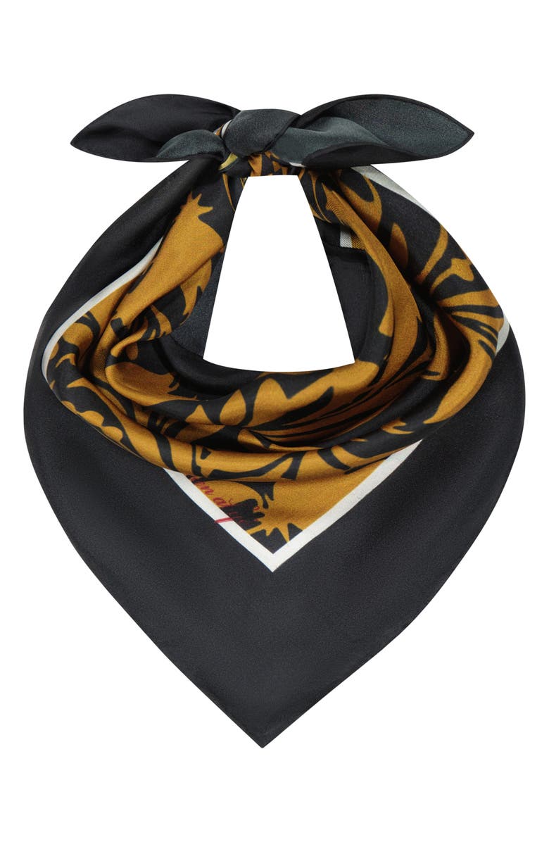 Bien Abyé Golden Garden Silk Bandana, Alternate, color, Black