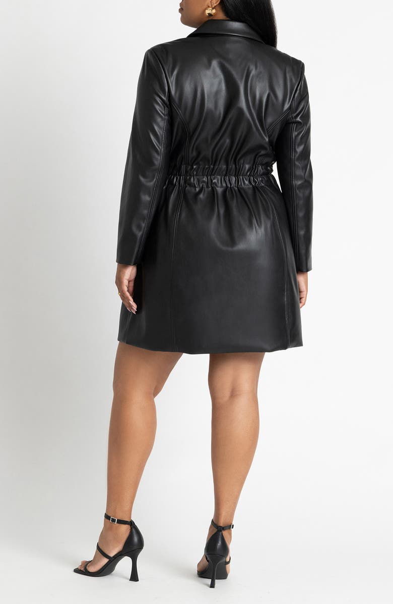 ELOQUII Long Sleeve Faux Leather Blazer Dress, Alternate, color, Black Onyx