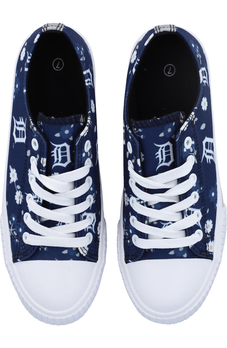 FOCO Women's FOCO Navy Detroit Tigers Flower Canvas Allover Shoes, Alternate, color,