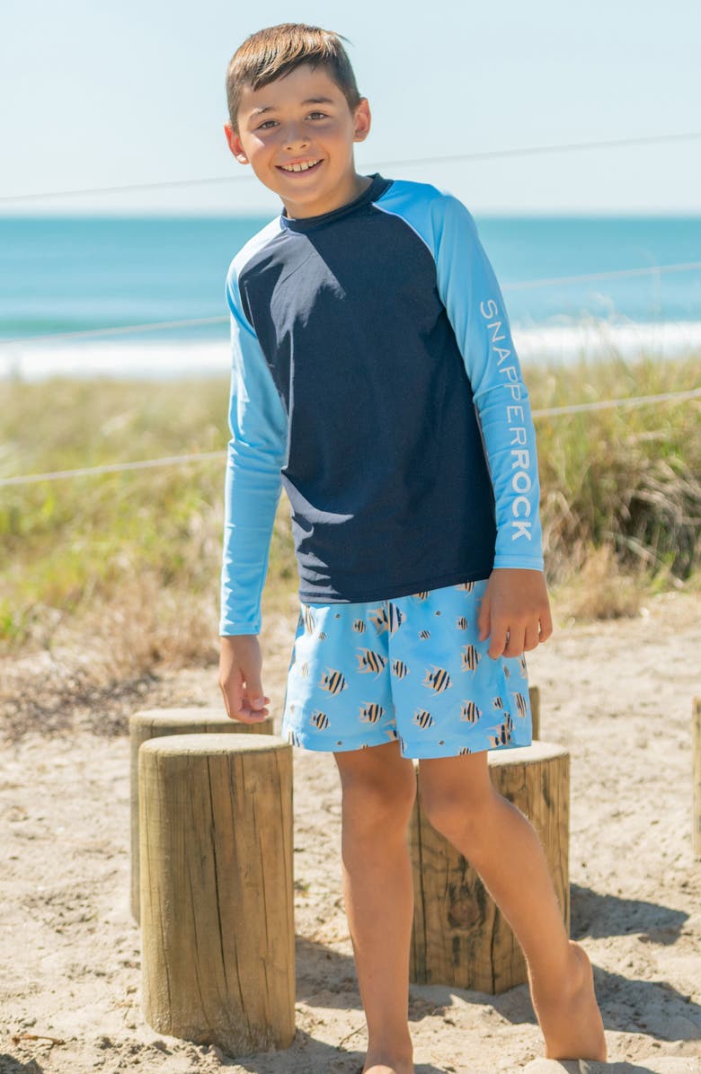 Snapper Rock Kids' Angel Fish Swim Trunks, Alternate, color, Blue