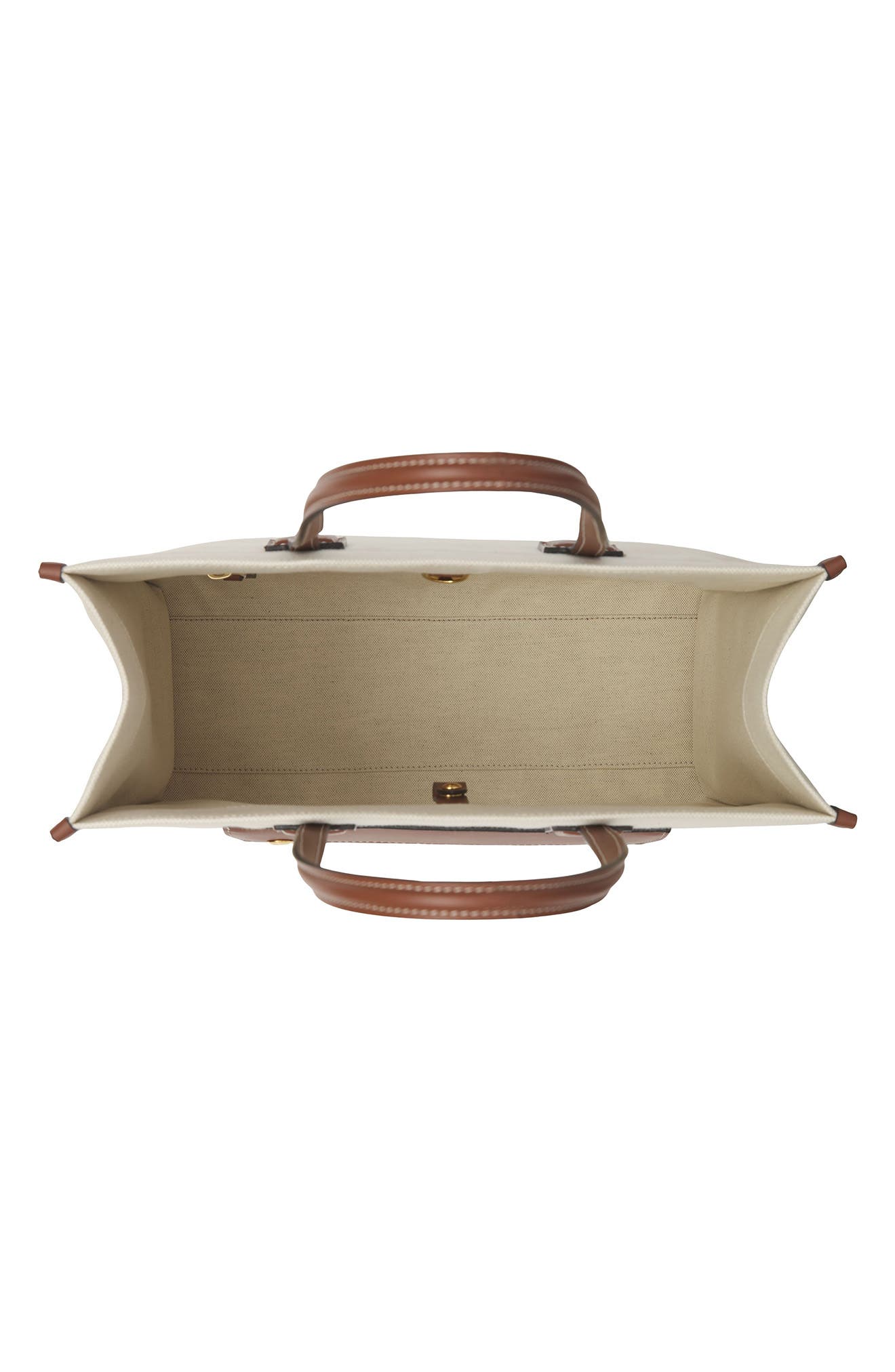 Burberry Small Freya Horseferry Logo Canvas & Leather Tote, Alternate, color, 