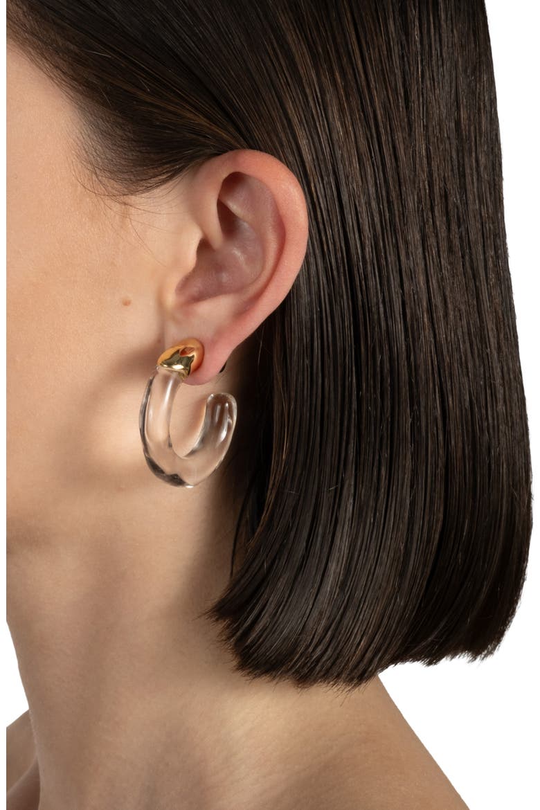 Liquid Lucite Front/Back Hoop Earrings, Alternate, color, GOLD/ LUCITE