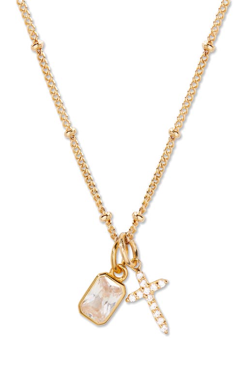 Brook & York Brook And York Josephine Cross & Birthday Pendant Necklace In Gold April