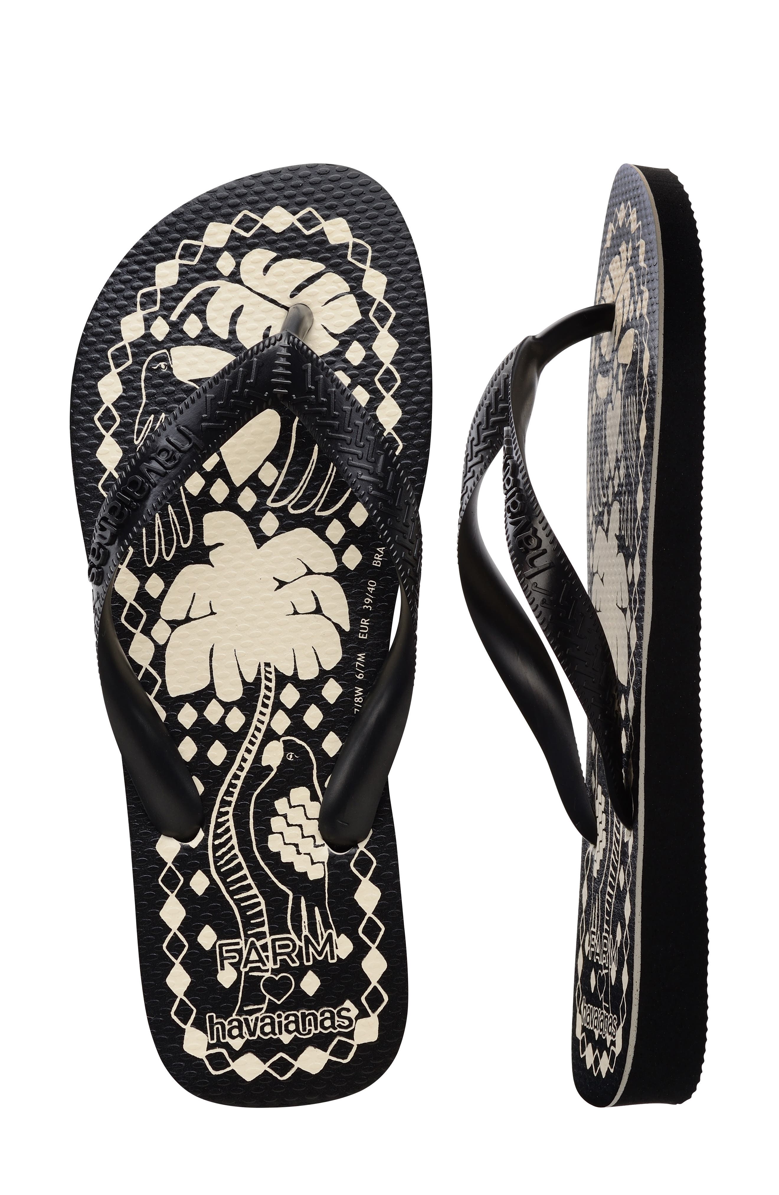 Havaianas x FARM Rio Day 'N Night Flip-Flop, Alternate, color, Black