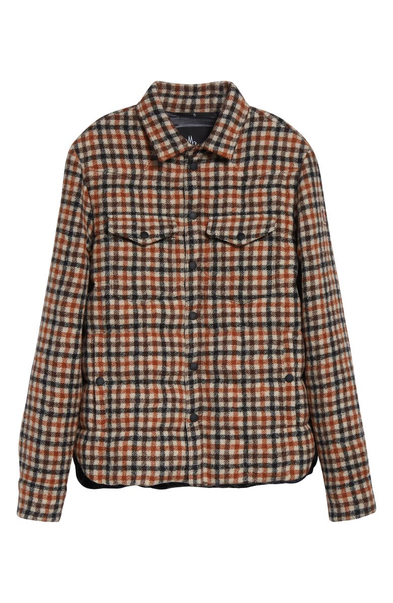 Moncler Gelt Check Virgin Wool Puffer Down Shirt Jacket, Alternate, color, Check