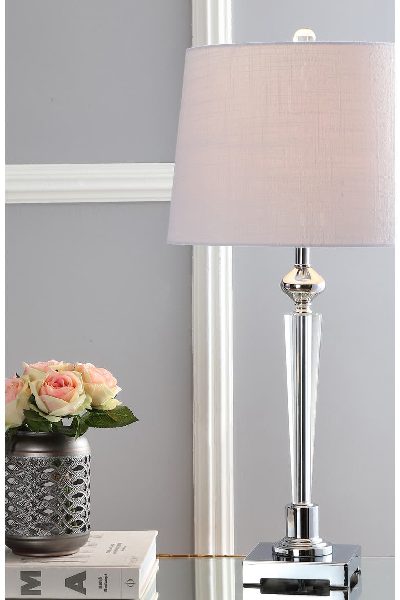 Foster 28.25" Crystal LED Table Lamp, Clear/Chrome, Alternate, color, Clear