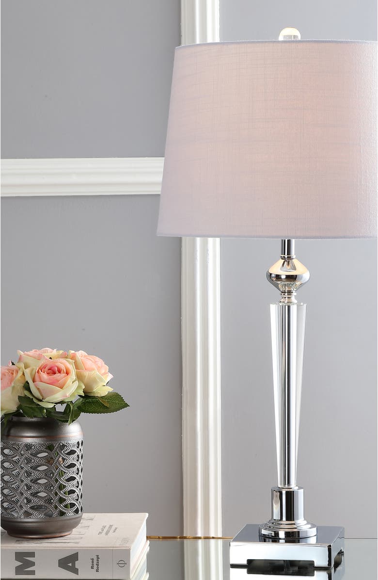 JONATHAN Y Foster 28.25" Crystal LED Table Lamp, Clear/Chrome, Alternate, color, Clear