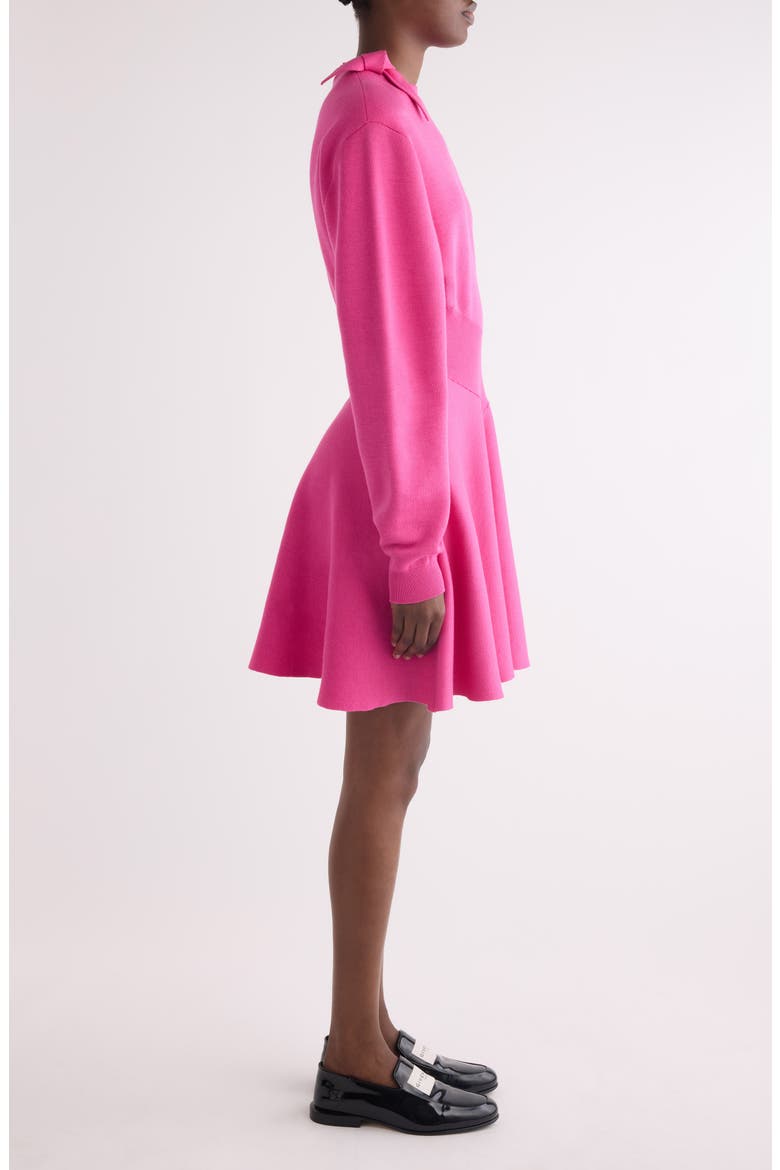Long Sleeve Bow Wool & Cotton Blend Sweater Dress, Alternate, color, FUCHSIA