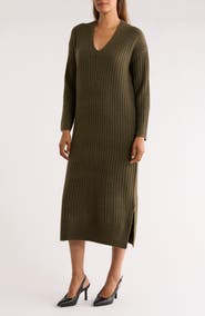 NORDSTROM RACK Long Sleeve V-Neck Sweater Dress