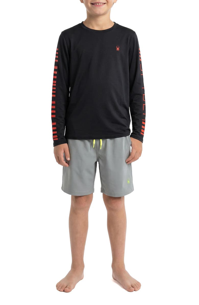 Spyder Kids' Hazard Zone Long Sleeve Rashguard, Alternate, color, Caviar