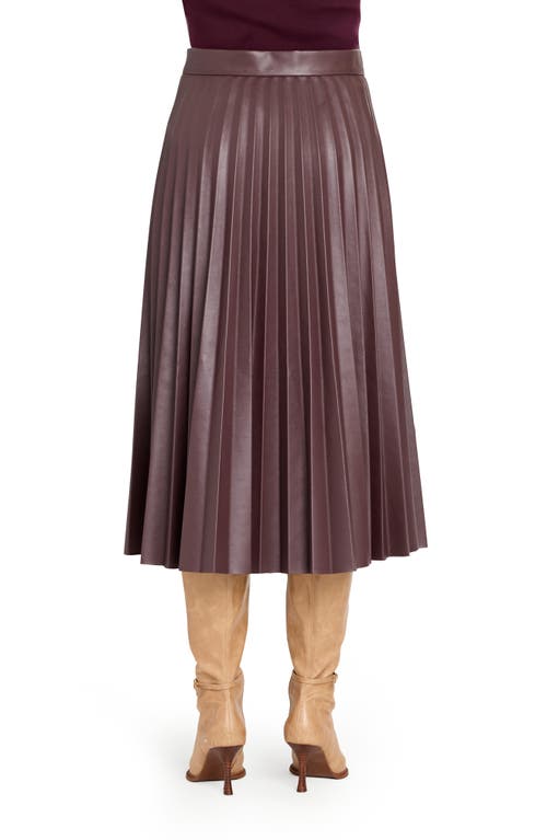 Tahari Asl Pleated Faux Leather Midi Skirt In Burgundy