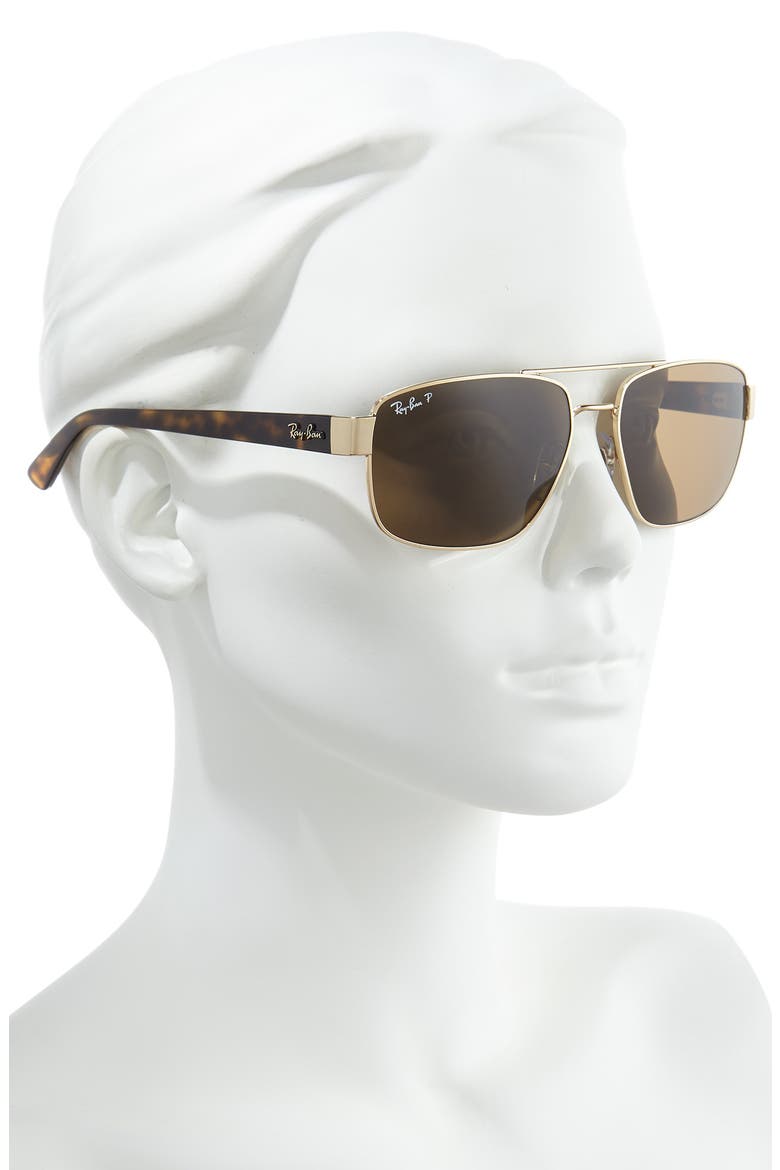 Polarized 55mm Aviator Sunglasses, Alternate, color, GOLD/ BROWN