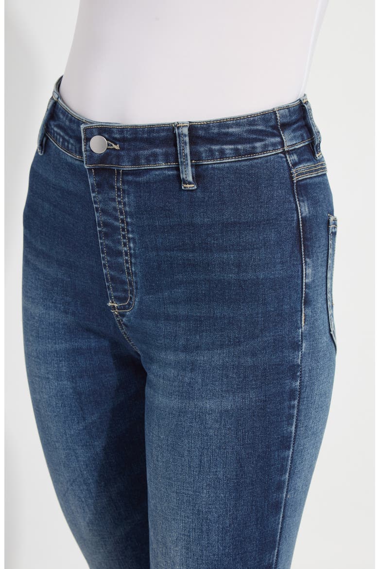 Estelle Pull-On Flare Ankle Jeans, Alternate, color, DARK MID WASH
