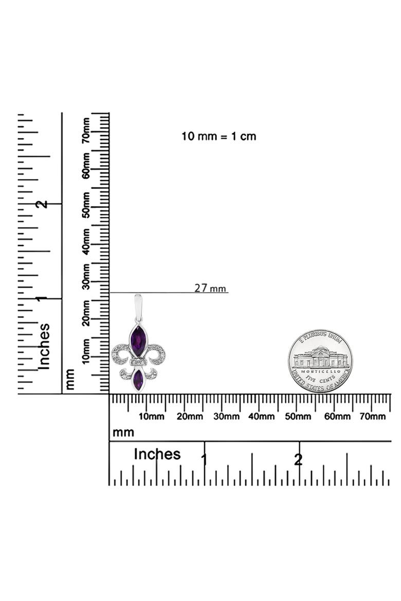 Silver Amethyst & Diamond Accent Fleur De Lis Dangle Stud Earrings, Alternate, color, White