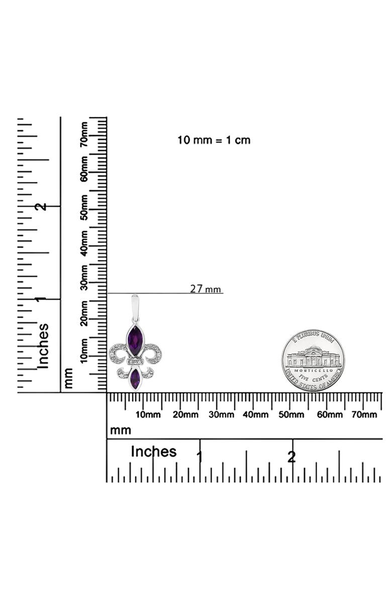 Haus of Brilliance Silver Amethyst & Diamond Accent Fleur De Lis Dangle Stud Earrings, Alternate, color, White