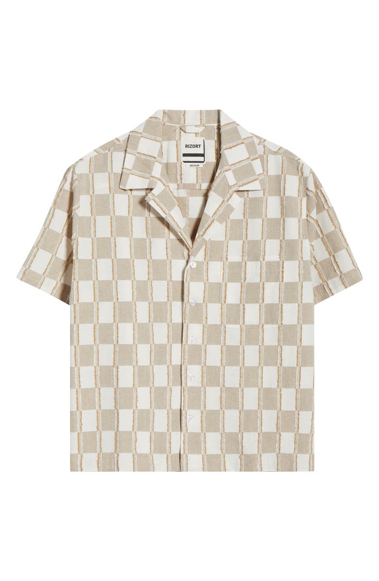 RIZORT Andrew Check Cotton Camp Shirt, Alternate, color, Tan
