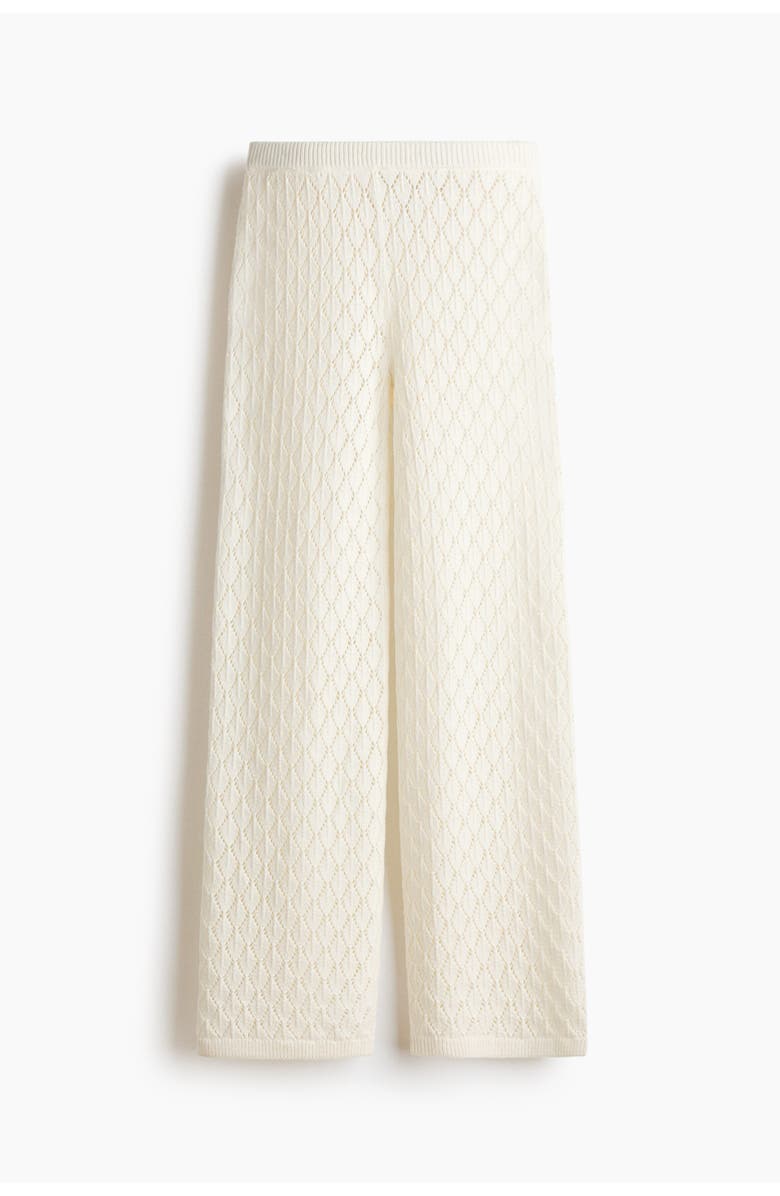 H&M Pointelle-knit Trousers, Alternate, color, Cream