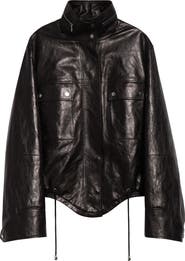 Michael Kors Collection Lambskin Leather Bomber Jacket