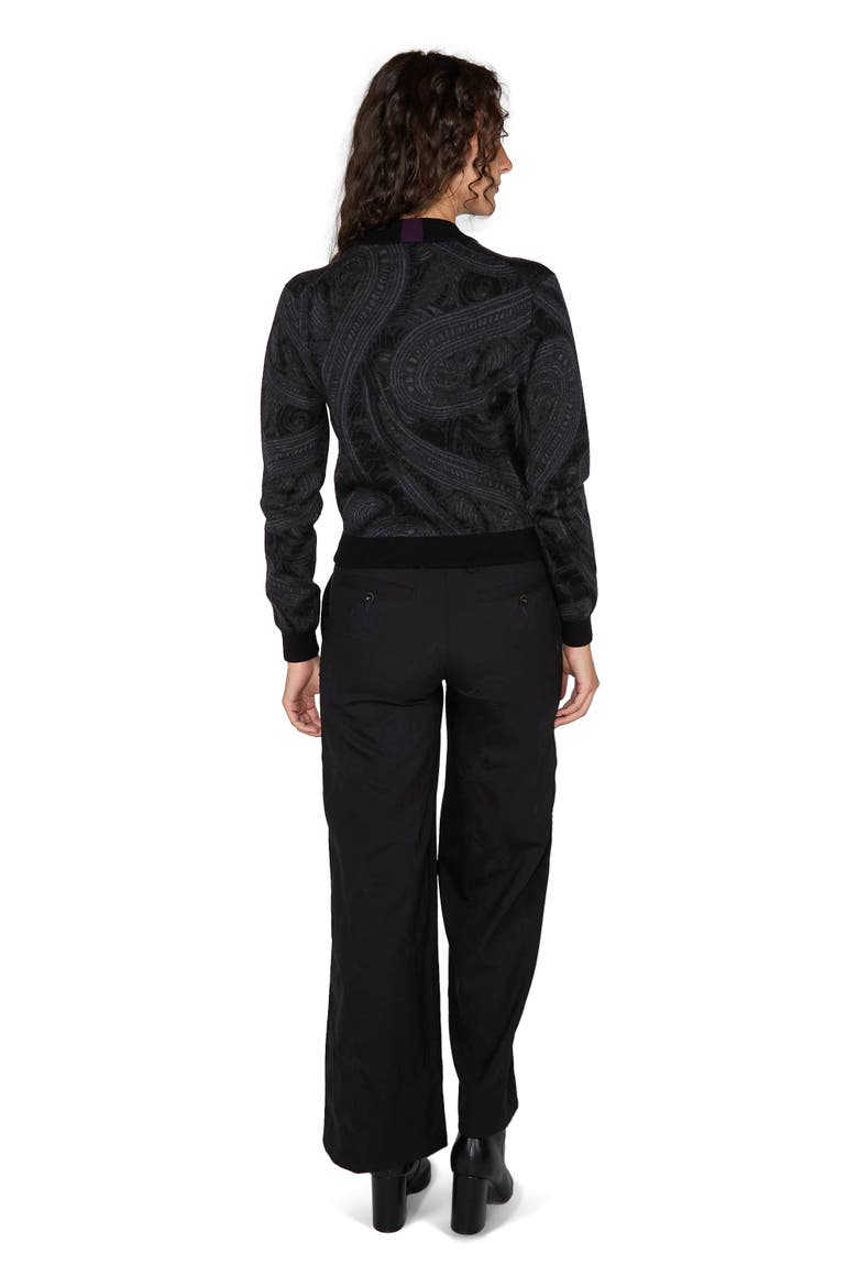 Susan Merino Wool Zip-up Jacquard Cardigan Sweater, Alternate, color, Badalona Charcoal