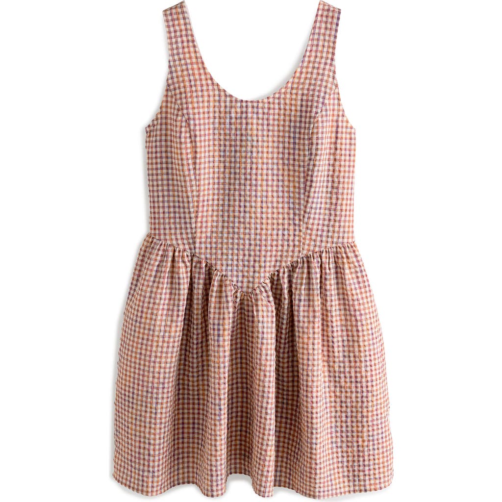 Next Sleeveless Gingham Cotton Blend Minidress In Pink
