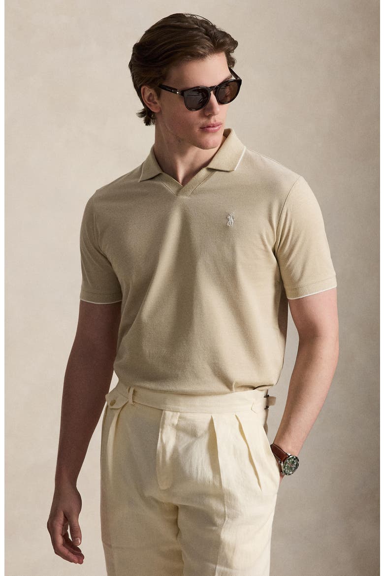 Jacquard Mesh Polo Shirt, Alternate, color, BEIGE
