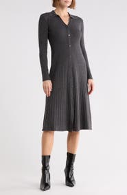 MAX STUDIO Long Sleeve Ribbed Sweater Dress