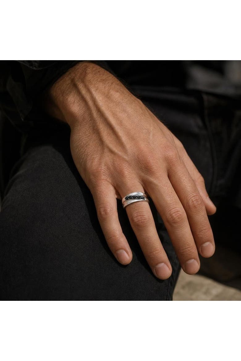 Kage 0.5CT Diagonal Black Spinel Ring 925 Silver, Alternate, color, Sterling Silver