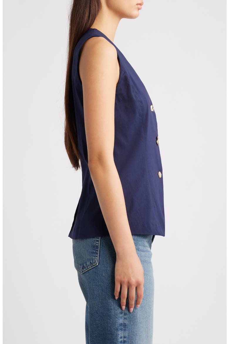 Button Front Vest, Alternate, color, BLUE