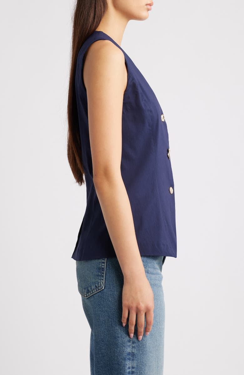 Friends Like These Button Front Vest, Alternate, color, Blue