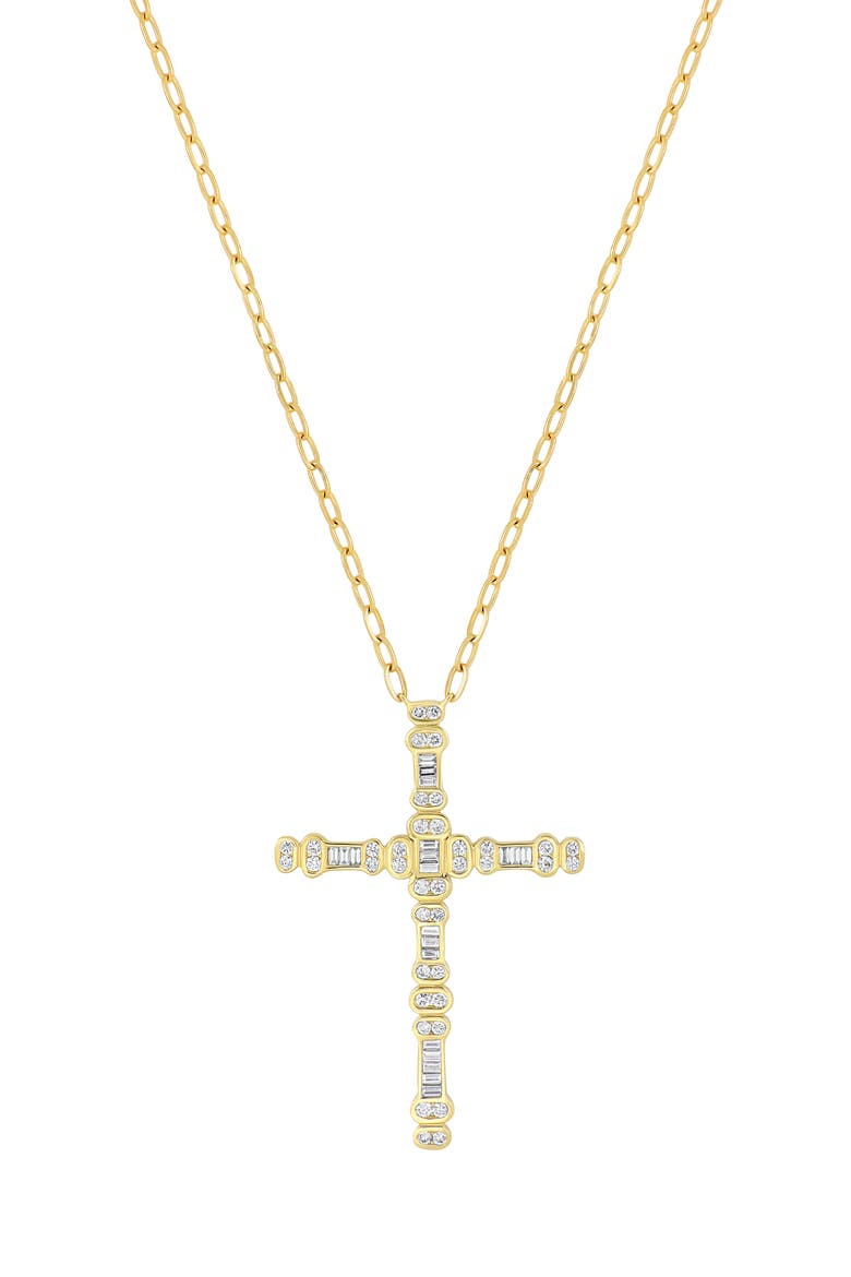 Florentine Diamond Cross Pendant Necklace, Main, color, 18K YELLOW GOLD