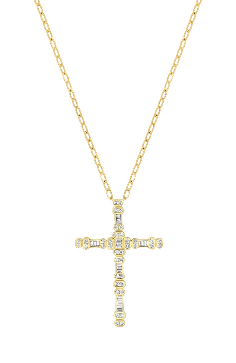 Bony Levy Florentine Diamond Cross Pendant Necklace, Main, color, 18K Yellow Gold