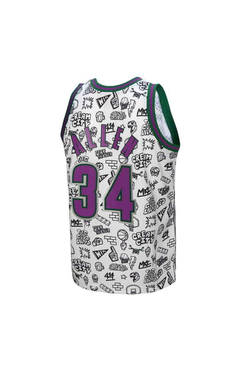 Mitchell & Ness Men's Mitchell & Ness Ray Allen White Milwaukee Bucks 2000/01 Swingman Jersey, Alternate, color, 