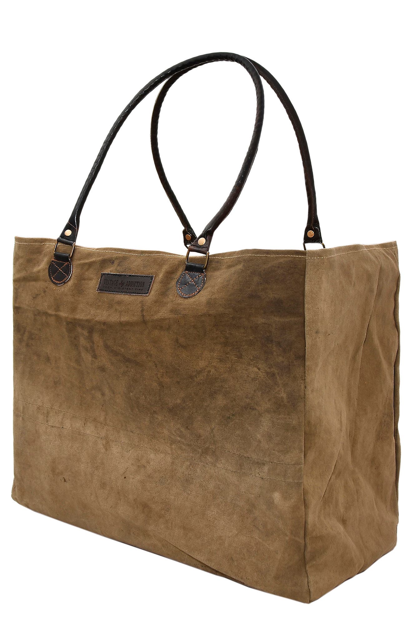 VINTAGE ADDICTION Dirt Roads Recycled Tent Market Tote, Alternate, color, 