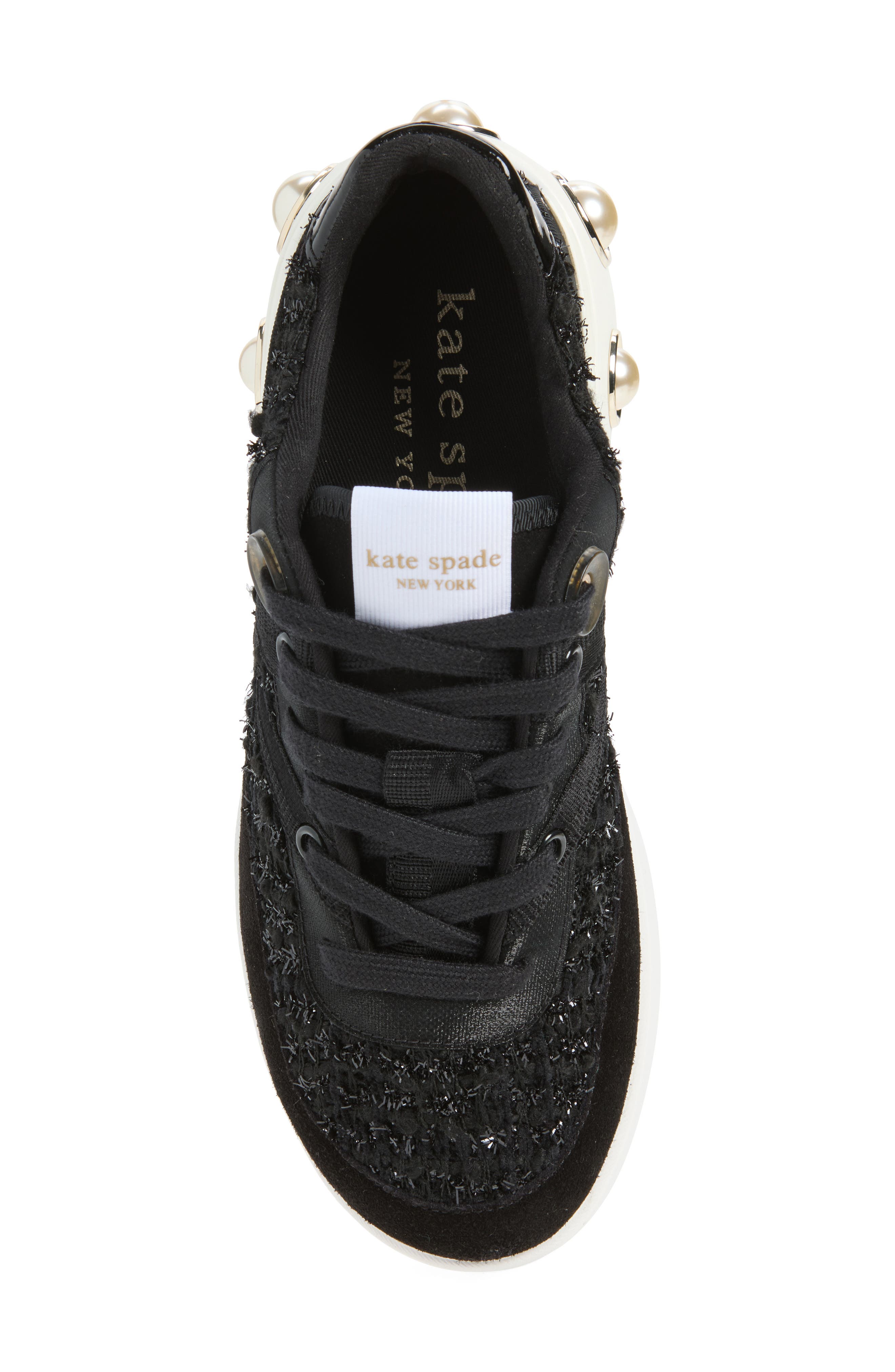 cayman faux pearl sneaker, Alternate, color, BLACK