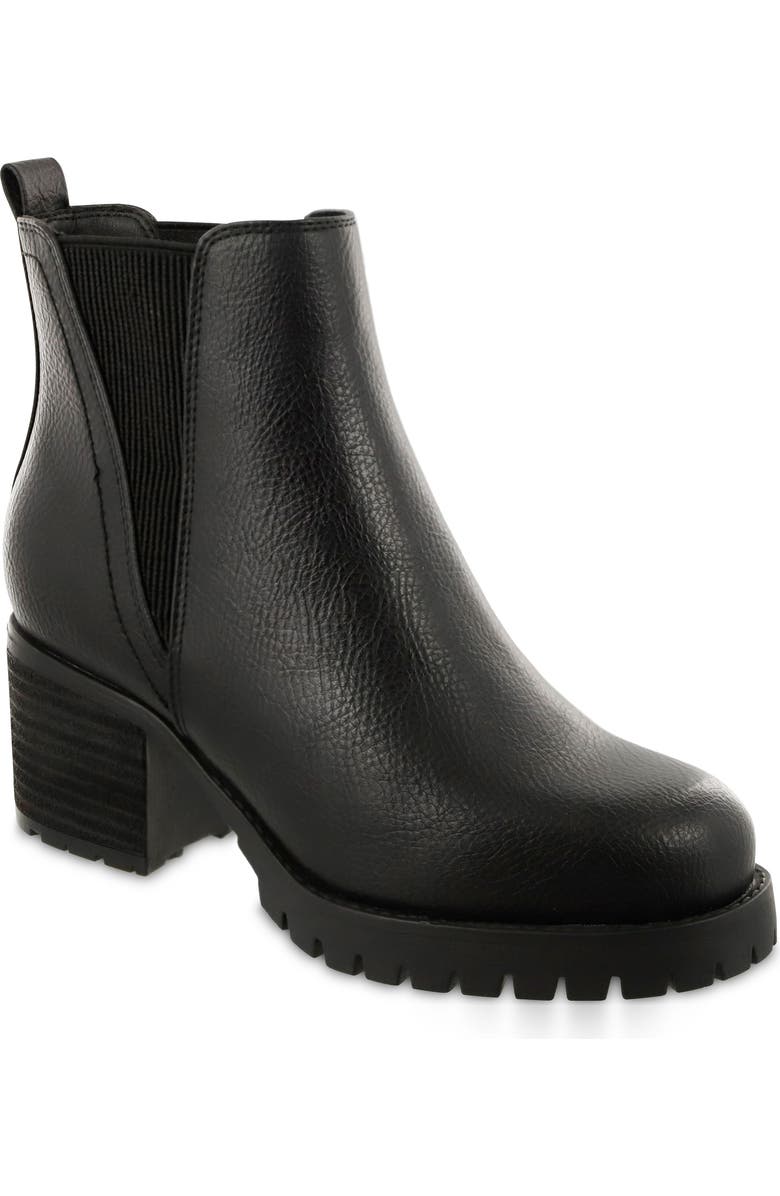 MIA Jody Lug Sole Platform Chelsea Boot, Main, color, Black