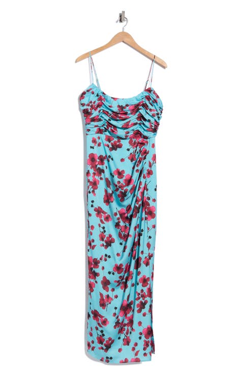 Ruched Floral Midi Dress