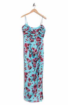 Ruched Floral Midi Dress