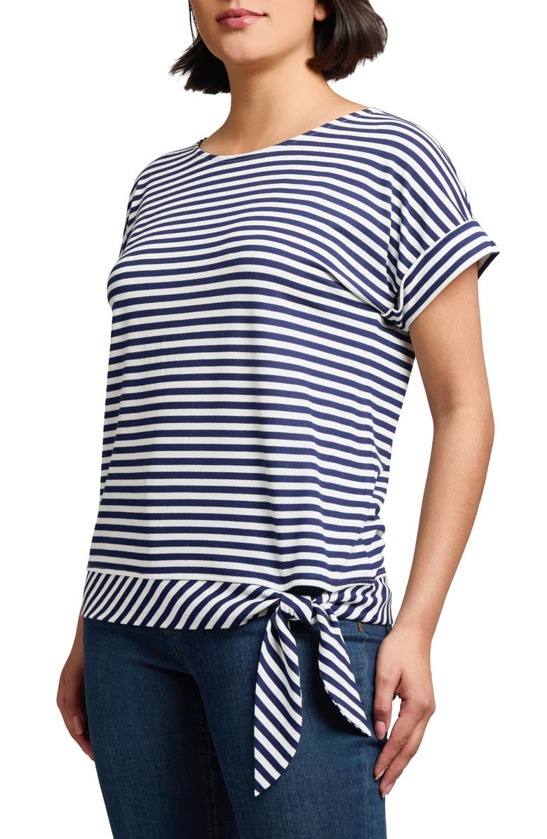 Jones New York Stripe Tie Hem Top, Alternate, color, 