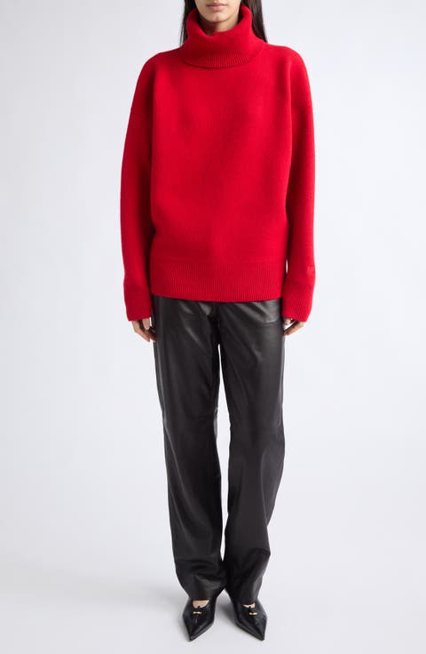 Wool & Cashmere Blend Double Knit Turtleneck Sweater