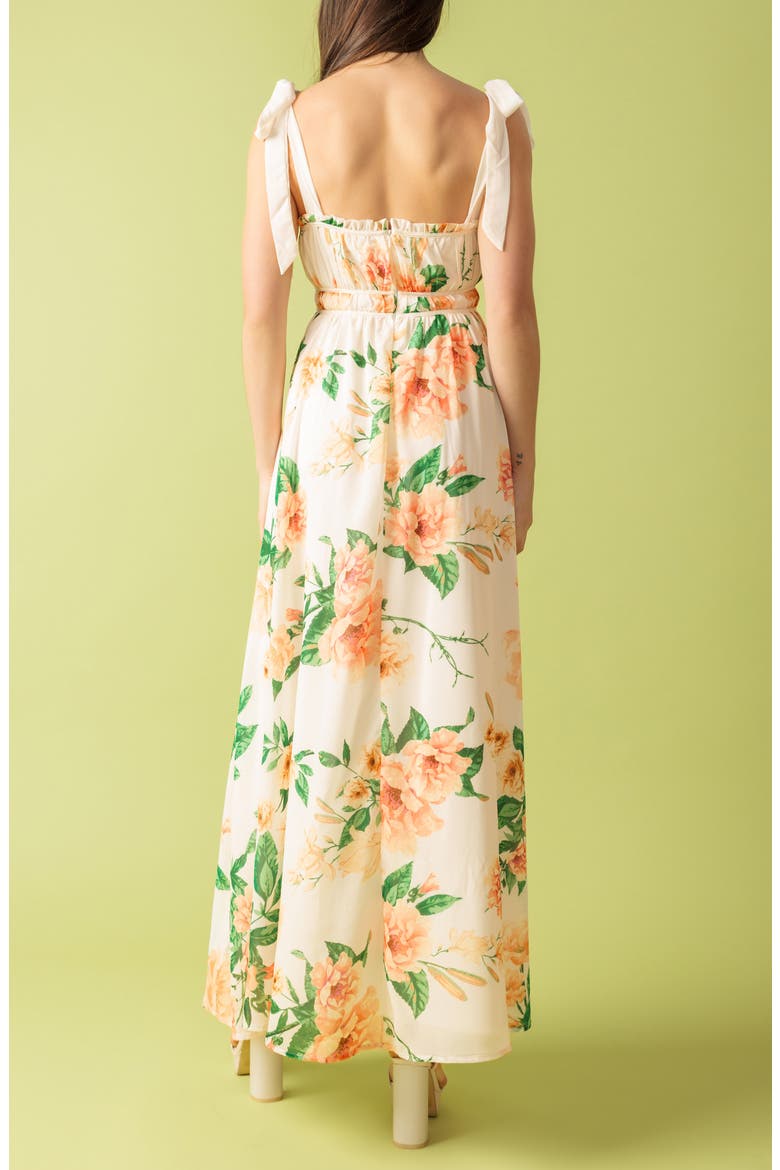 Floral Tie Strap Maxi Dress, Alternate, color, IVORY/ PEACH