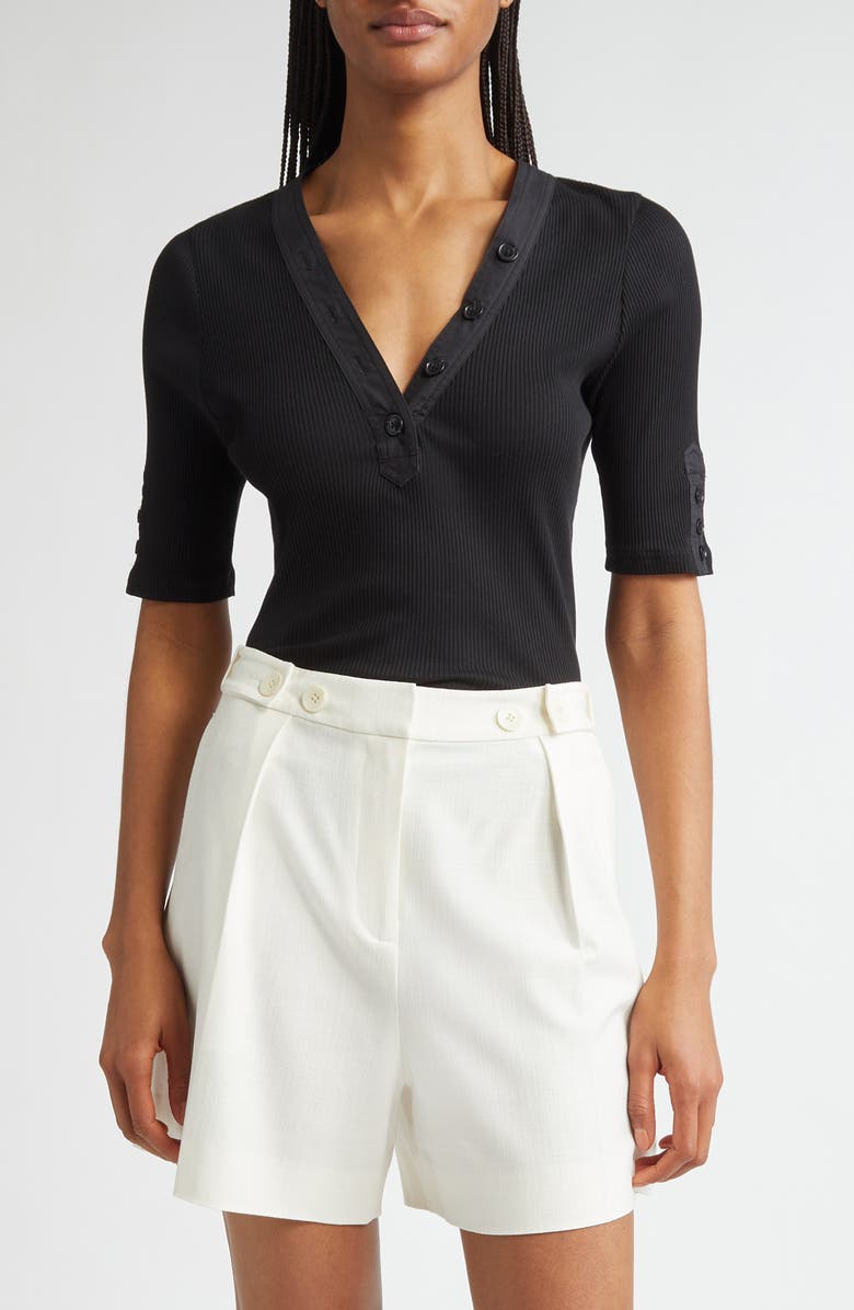 Derek Lam 10 Crosby Adrian Rib Top, Main, color, Black