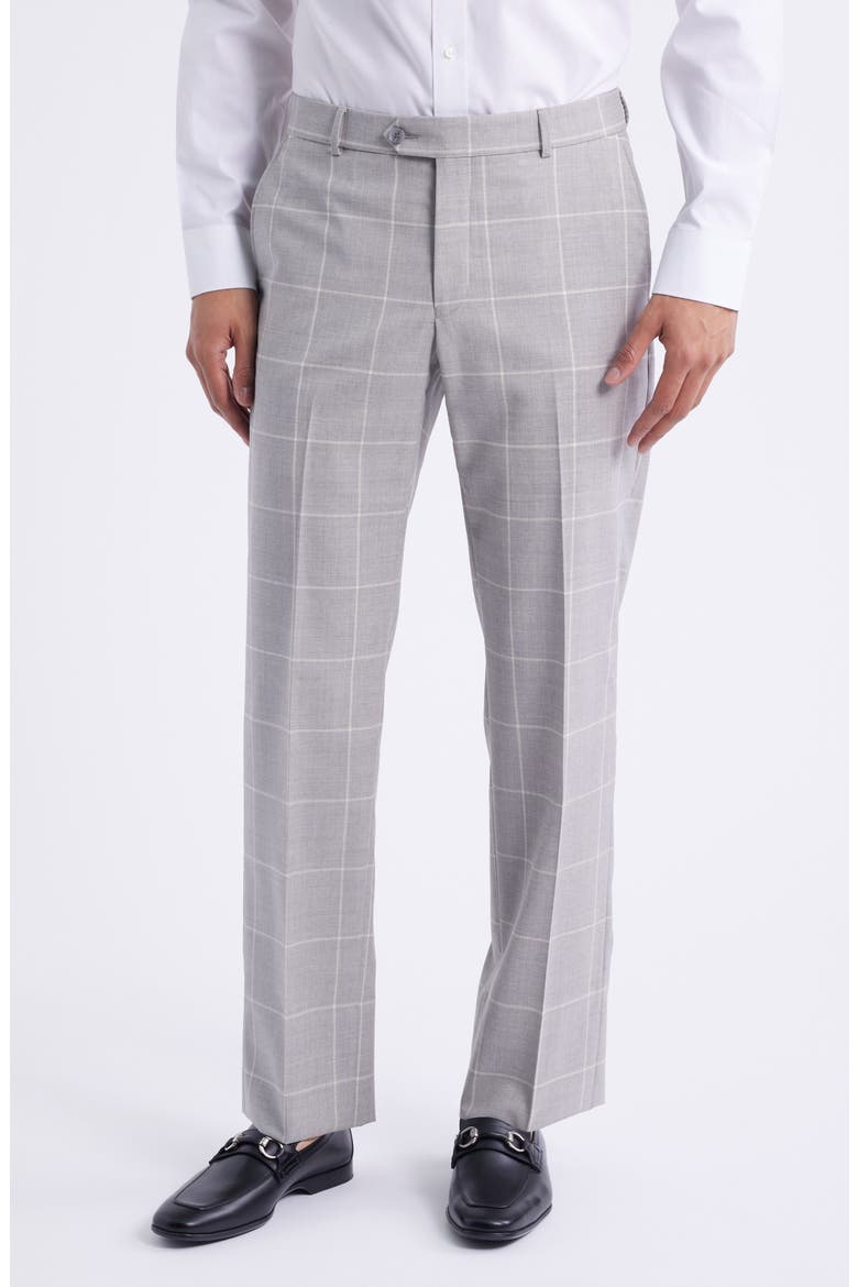 Flat Front Stretch Wool Dress Pants, Main, color, PEARL