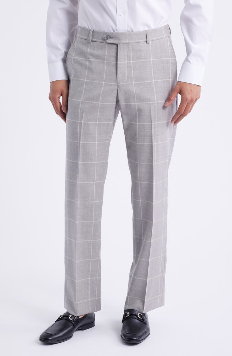 Berle Flat Front Stretch Wool Dress Pants, Main, color, Pearl