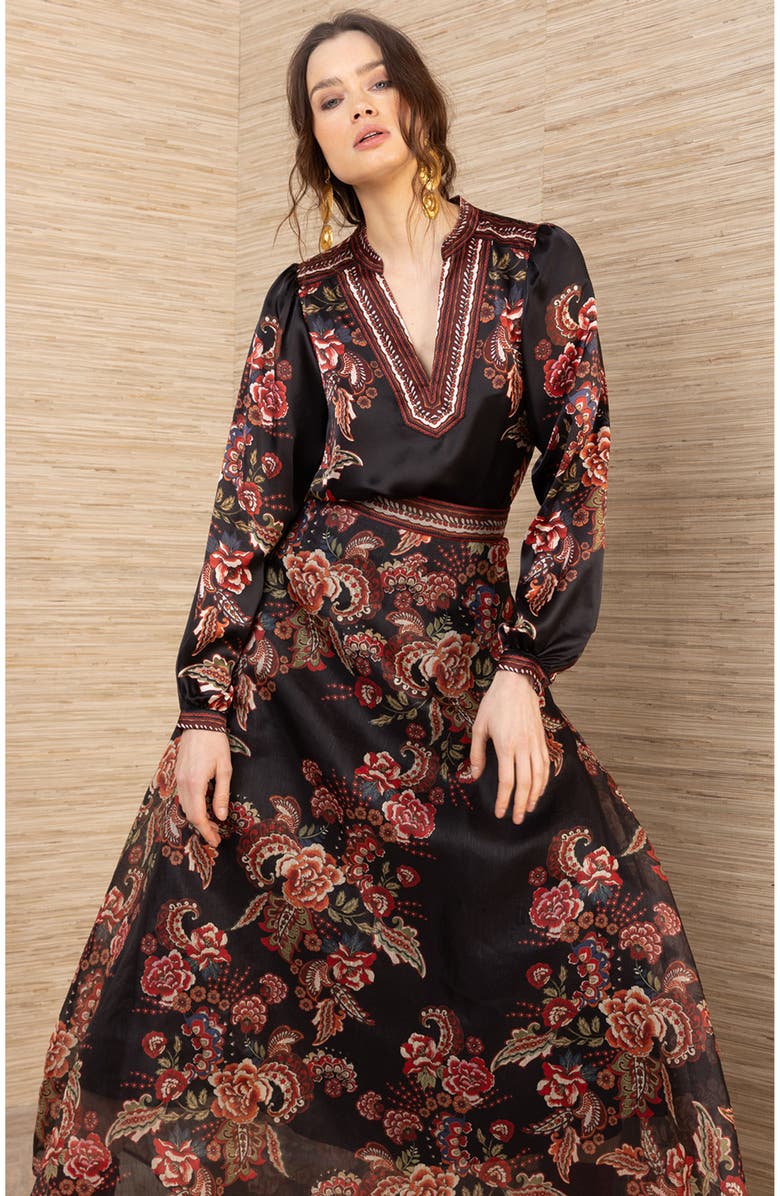 Hale Bob Araceli Organza Skirt, Alternate, color, Black