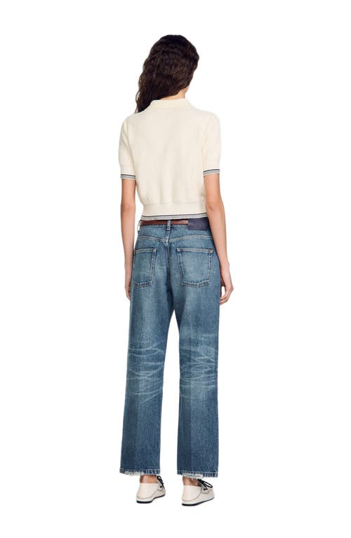 Sandro Short-sleeved Cardigan In Ecru