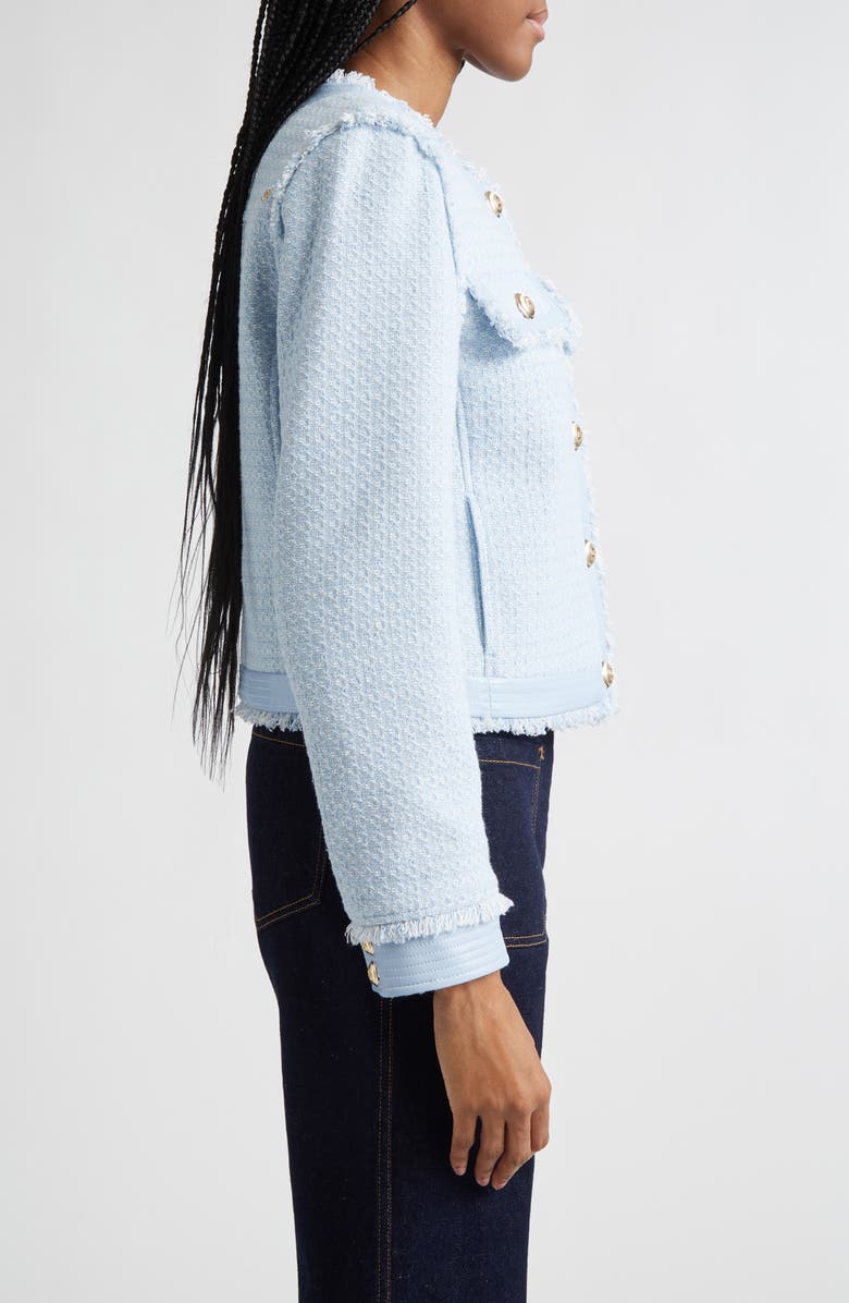 Cinq à Sept Deva Cotton Blend Birdseye Tweed Jacket, Alternate, color, Bluebell Mist/ White