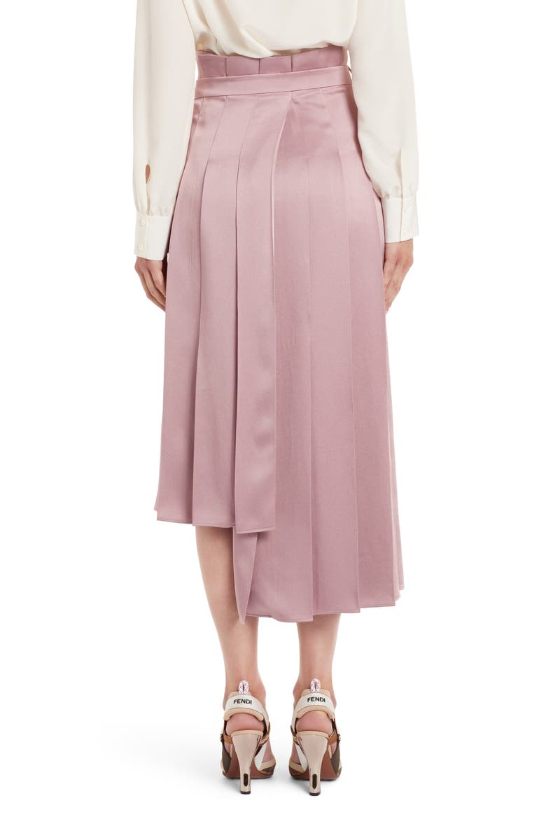 Pleated Satin Skirt, Alternate, color, ARUBA PINK