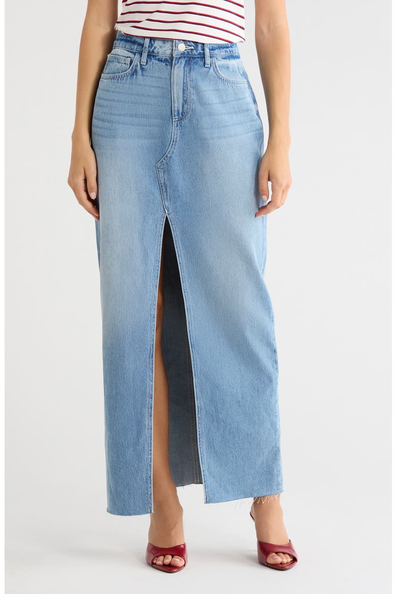 Rysa Front Slit Denim Maxi Skirt, Main, color, ZION